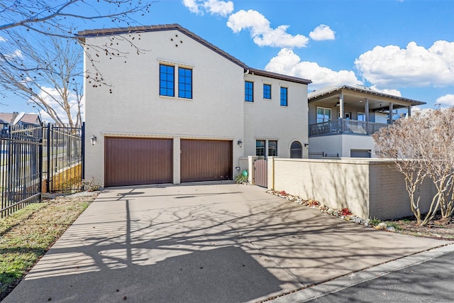 exterior space featuring a garage