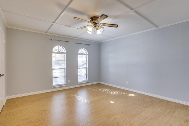 unfurnished room featuring ceiling fan and light hardwood / wood-style floors