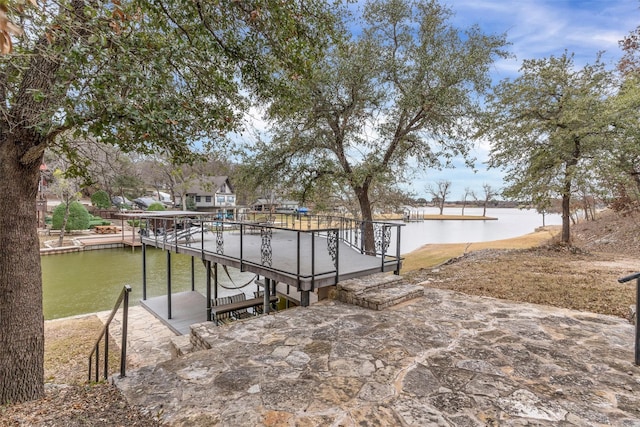 view of dock featuring a water view