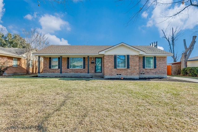 ranch-style house with a front lawn