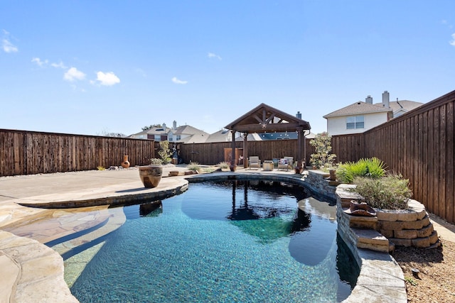 view of pool featuring a gazebo and a patio area