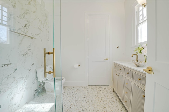 full bathroom with toilet and vanity