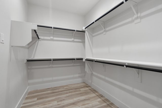 walk in closet featuring light hardwood / wood-style flooring