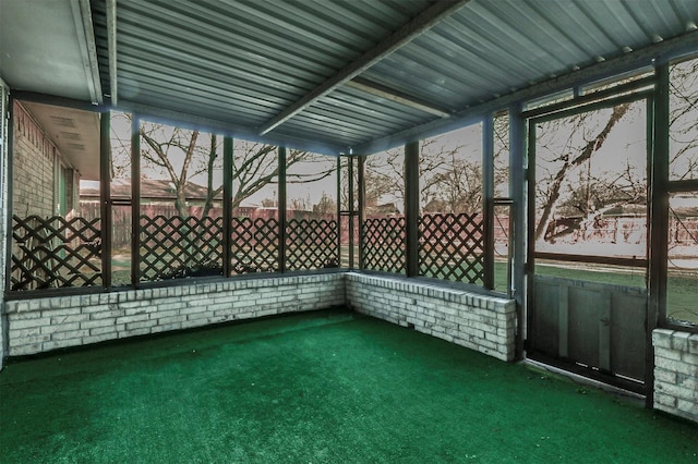 view of unfurnished sunroom