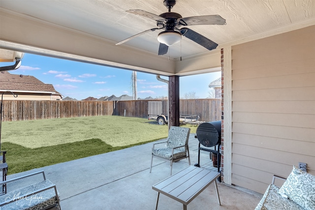 view of patio / terrace with ceiling fan