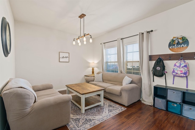 living room featuring dark hardwood / wood-style floors