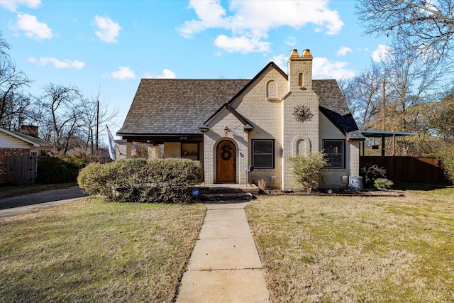 view of front of property with a front lawn