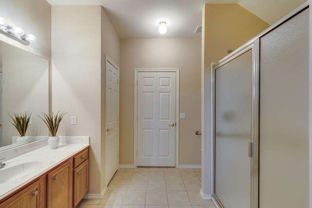 bathroom with a shower with door, vaulted ceiling, and toilet