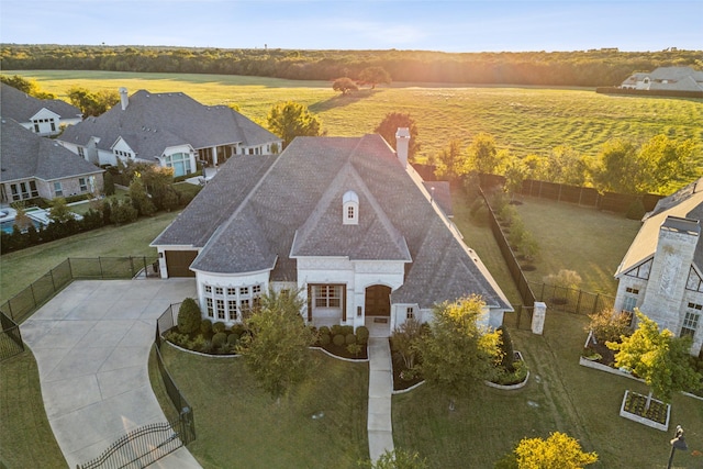 drone / aerial view with a rural view