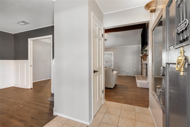 interior space featuring light tile patterned floors