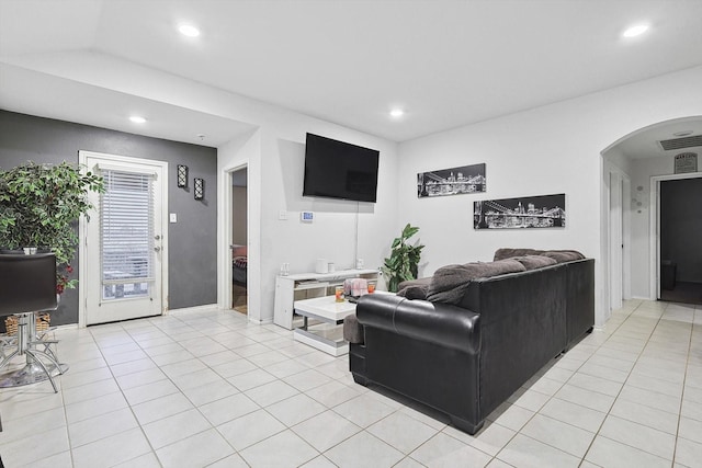 view of tiled living room