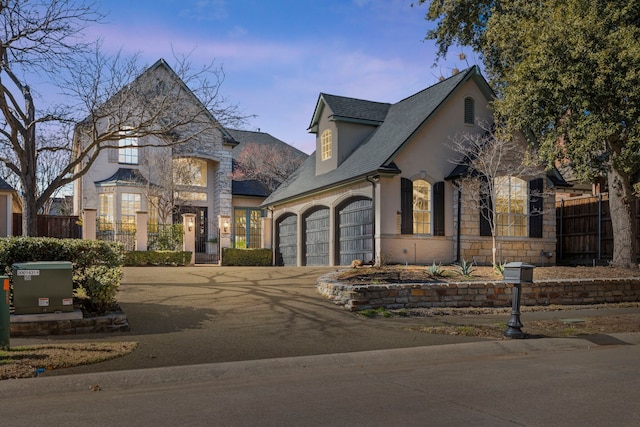 view of french country inspired facade