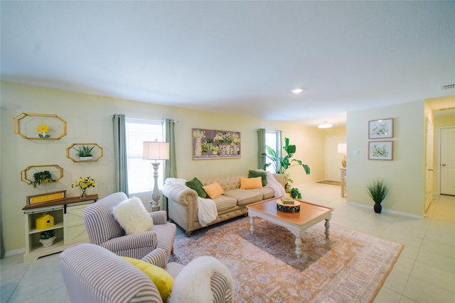 view of tiled living room