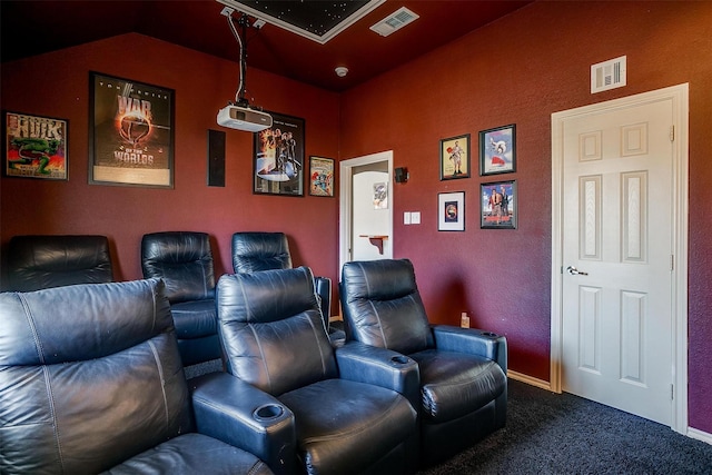 view of carpeted home theater room