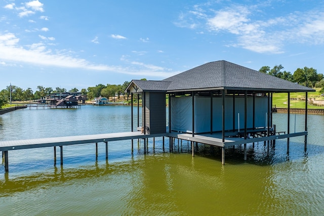 view of dock featuring a water view