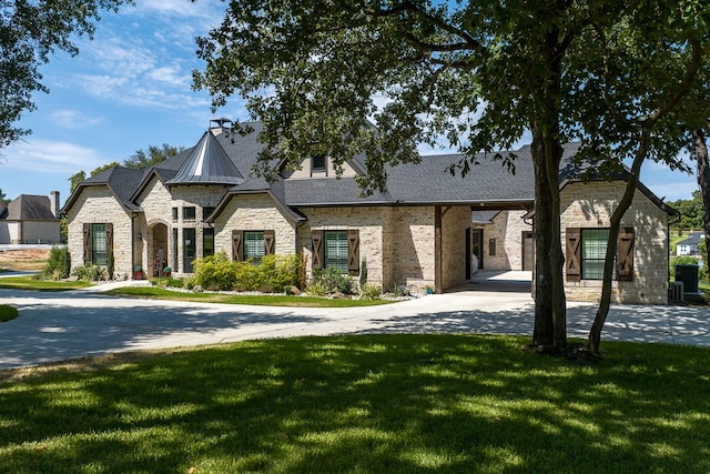 view of front of property with a front lawn