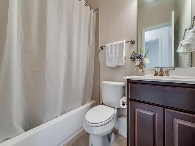 full bathroom with vanity, toilet, and shower / bath combo