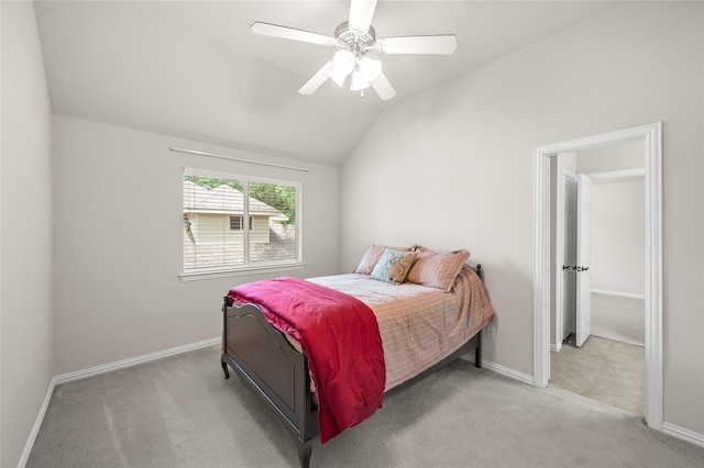 1417 Flying Jib Dr, Azle, TX 76020 - carpeted bedroom featuring vaulted ceiling, baseboards, and ceiling fan