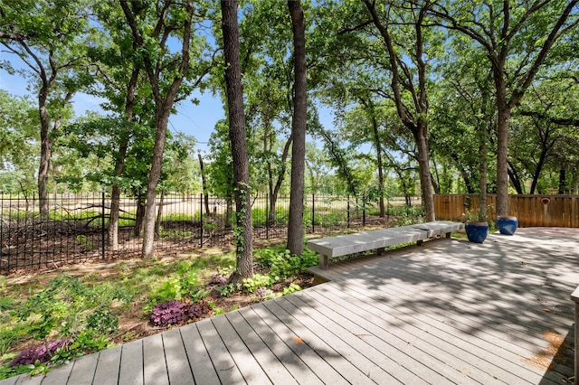 1417 Flying Jib Dr, Azle, TX 76020 - wooden terrace with fence and view of scattered trees