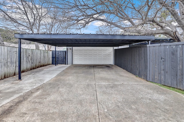 garage with a carport