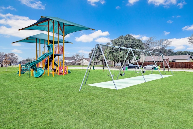 view of playground featuring a yard