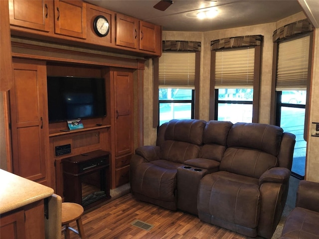 living room with hardwood / wood-style floors