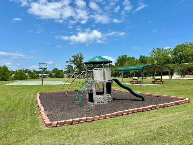 view of playground featuring a yard