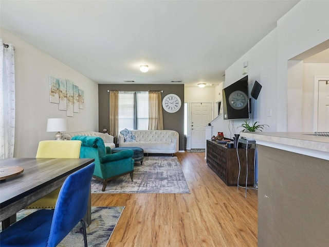 living room with light wood-type flooring