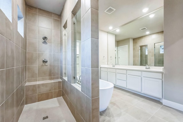 304 Alicia Ct, Mansfield, TX 76063 - bathroom featuring tile patterned flooring, visible vents, and tiled shower