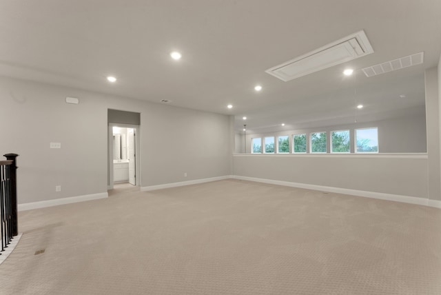 304 Alicia Ct, Mansfield, TX 76063 - spare room featuring recessed lighting, light carpet, visible vents, baseboards, and attic access