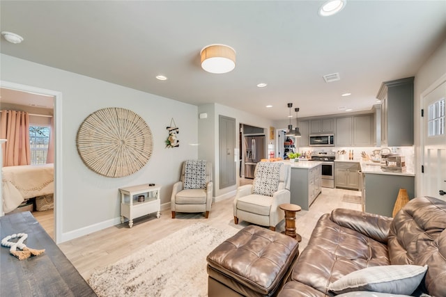 living room featuring light hardwood / wood-style flooring