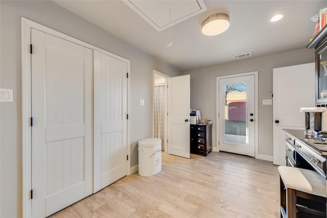 kitchen with light wood-type flooring