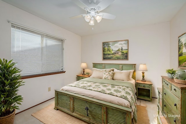 bedroom featuring ceiling fan