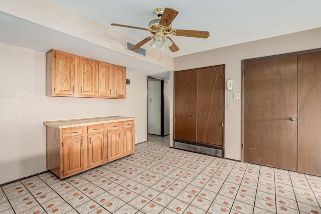 kitchen with ceiling fan