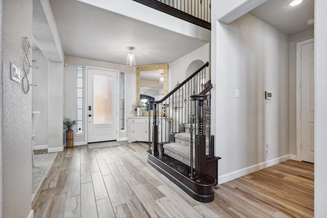 foyer featuring light wood-type flooring