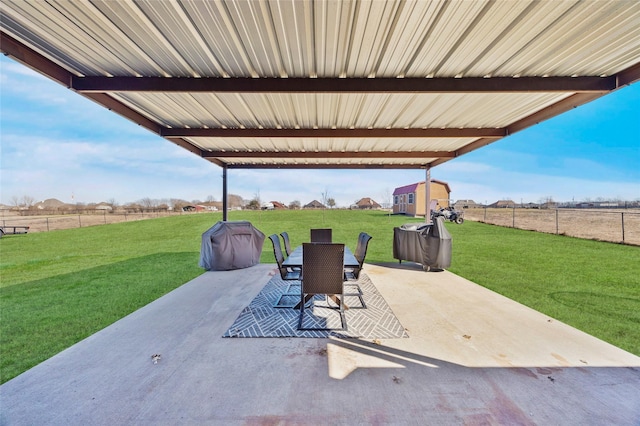 view of patio with a rural view