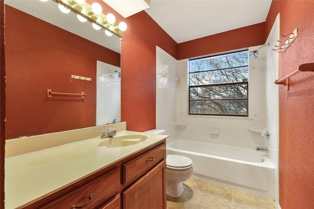 full bathroom with vanity, shower / bathing tub combination, and toilet