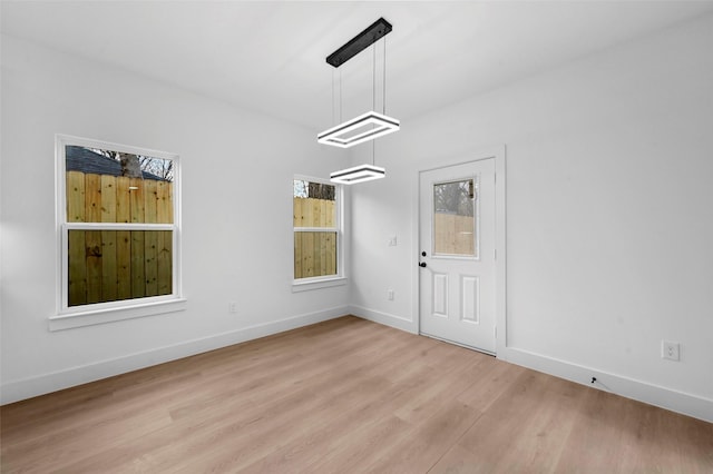 unfurnished dining area featuring light hardwood / wood-style floors