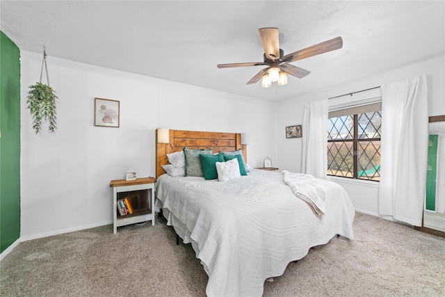 bedroom with carpet and ceiling fan