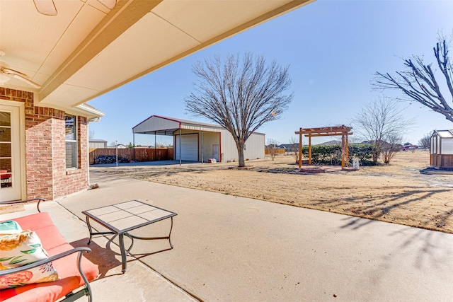 view of patio featuring a pergola