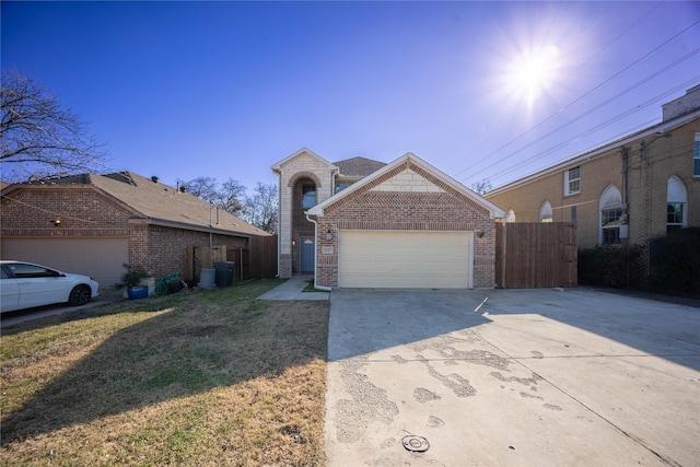 view of front of property with a garage