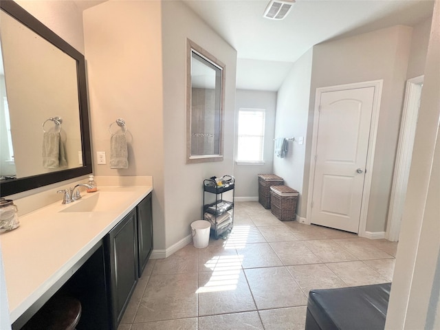 bathroom featuring vanity and tile patterned floors