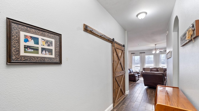 hallway with a barn door