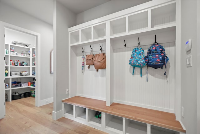 mudroom featuring wood-type flooring