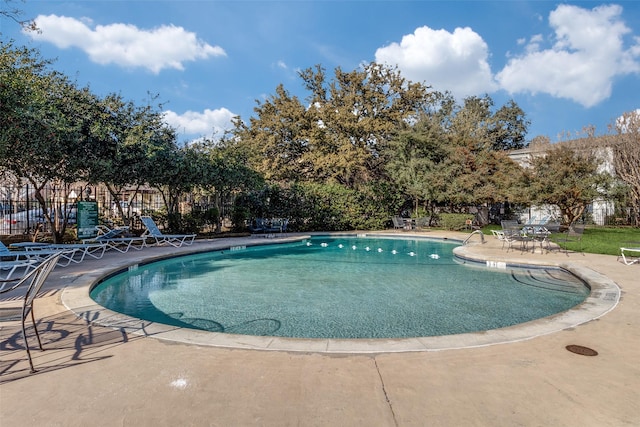 view of swimming pool with a patio area