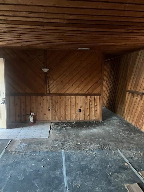 interior space with wood walls