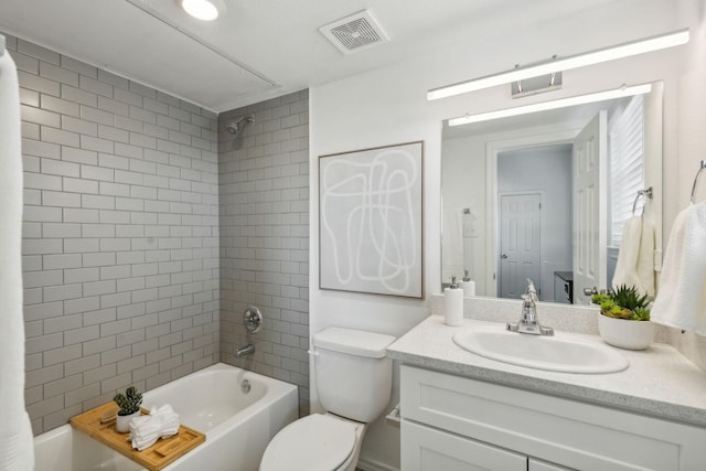 full bathroom with vanity, shower / bath combo with shower curtain, and toilet