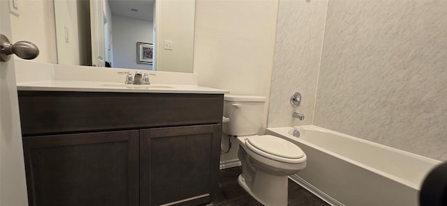 full bathroom featuring vanity, shower / bathing tub combination, and toilet