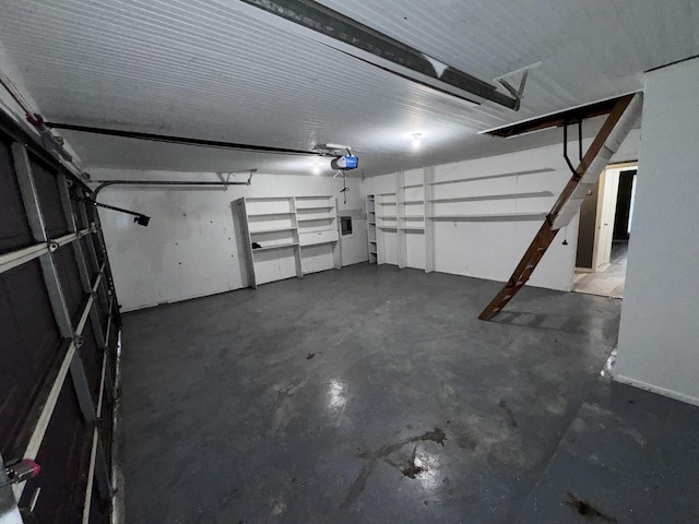 garage with a garage door opener