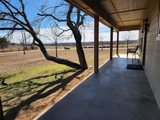 view of patio / terrace featuring a rural view